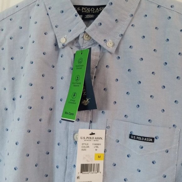 US Polo Assn. Men’s Long Sleeve Button-Up Shirt Size Medium Slim Fit Light Blue - Picture 6 of 6